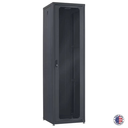 Lowell LDR Designer AV Rack With Tempered Glass Door | 42U