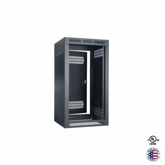 Lowell LER Series Enclosed AV Rack Welded Steel 19" Install Rack | 22"D | 21U | With Rear Door