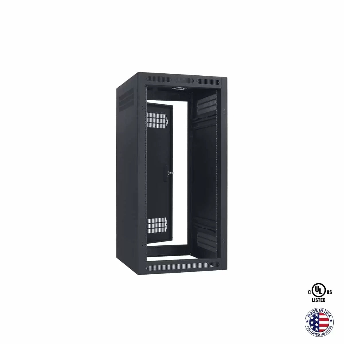 Lowell LER Series Enclosed AV Rack Welded Steel 19" Install Rack | 22"D | 24U | With Rear Door
