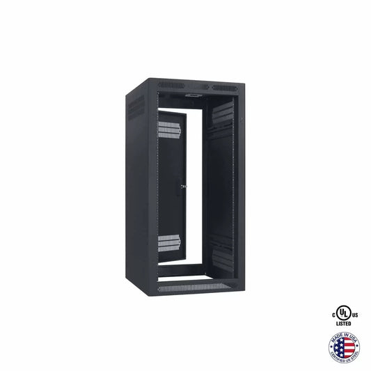 Lowell LER Series Enclosed AV Rack Welded Steel 19" Install Rack | 22"D | 24U | With Rear Door