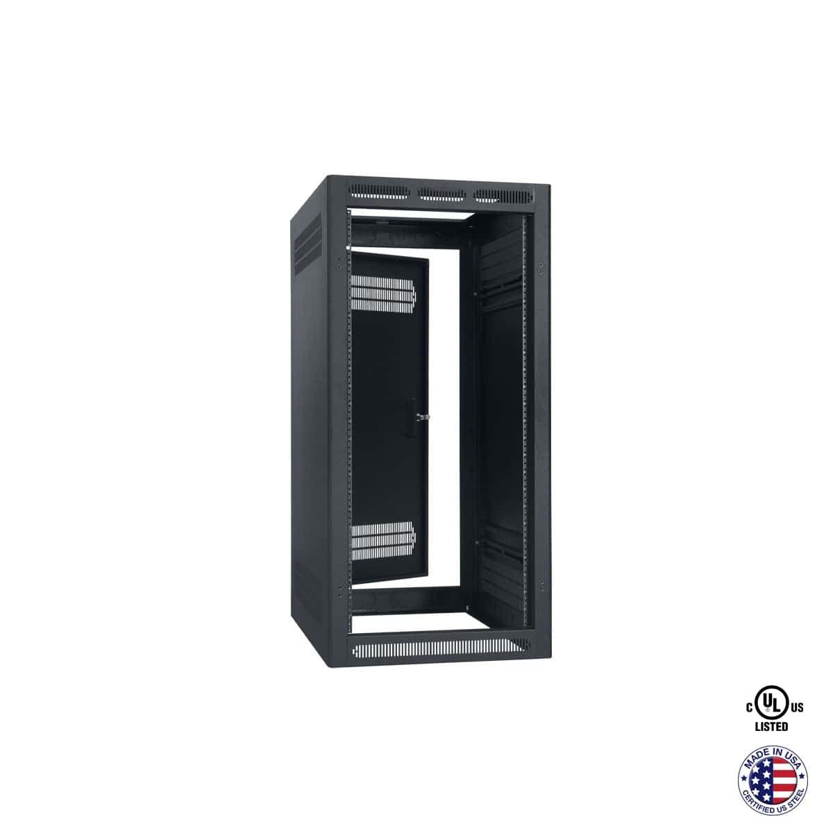 Lowell LER Series Enclosed AV Rack Welded Steel 19" Install Rack | 32"D | 24U | With Rear Door