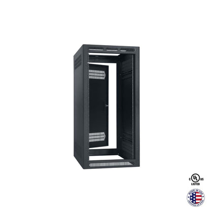 Lowell LER Series Enclosed AV Rack Welded Steel 19" Install Rack | 32"D | 24U | With Rear Door