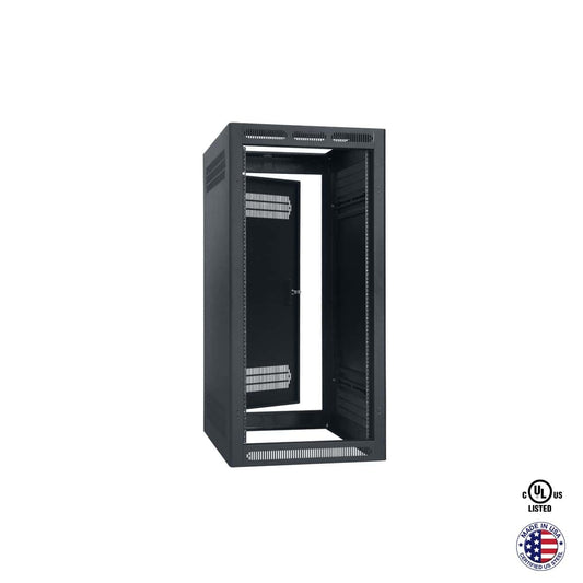 Lowell LER Series Enclosed AV Rack Welded Steel 19" Install Rack | 32"D | 24U | With Rear Door
