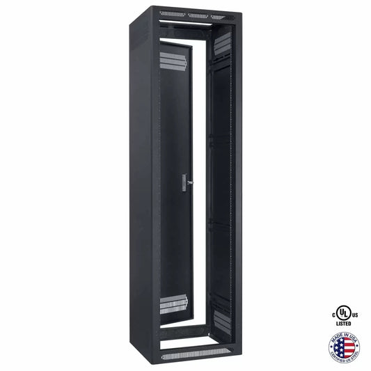 Lowell LER Series Enclosed AV Rack Welded Steel 19" Install Rack | 27"D | 44U | Without Rear Door