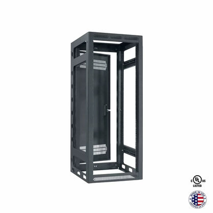 Lowell LGR Gangable AV Rack Open-Frame Steel Install Rack | 27"D | 24U | With Rear Door