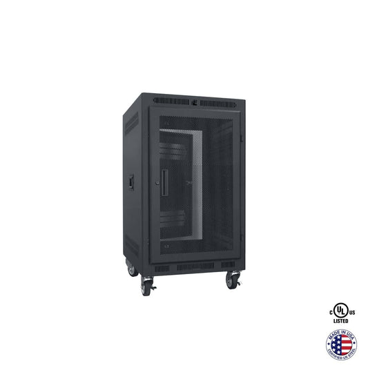 Lowell LPR Series Portable AV Rack Welded Steel Mobile Rack | 14U x 22"D | Vented Door