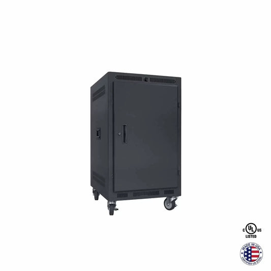 Lowell LPR Series Portable AV Rack Welded Steel Mobile Rack | 14U x 27"D | Solid Door