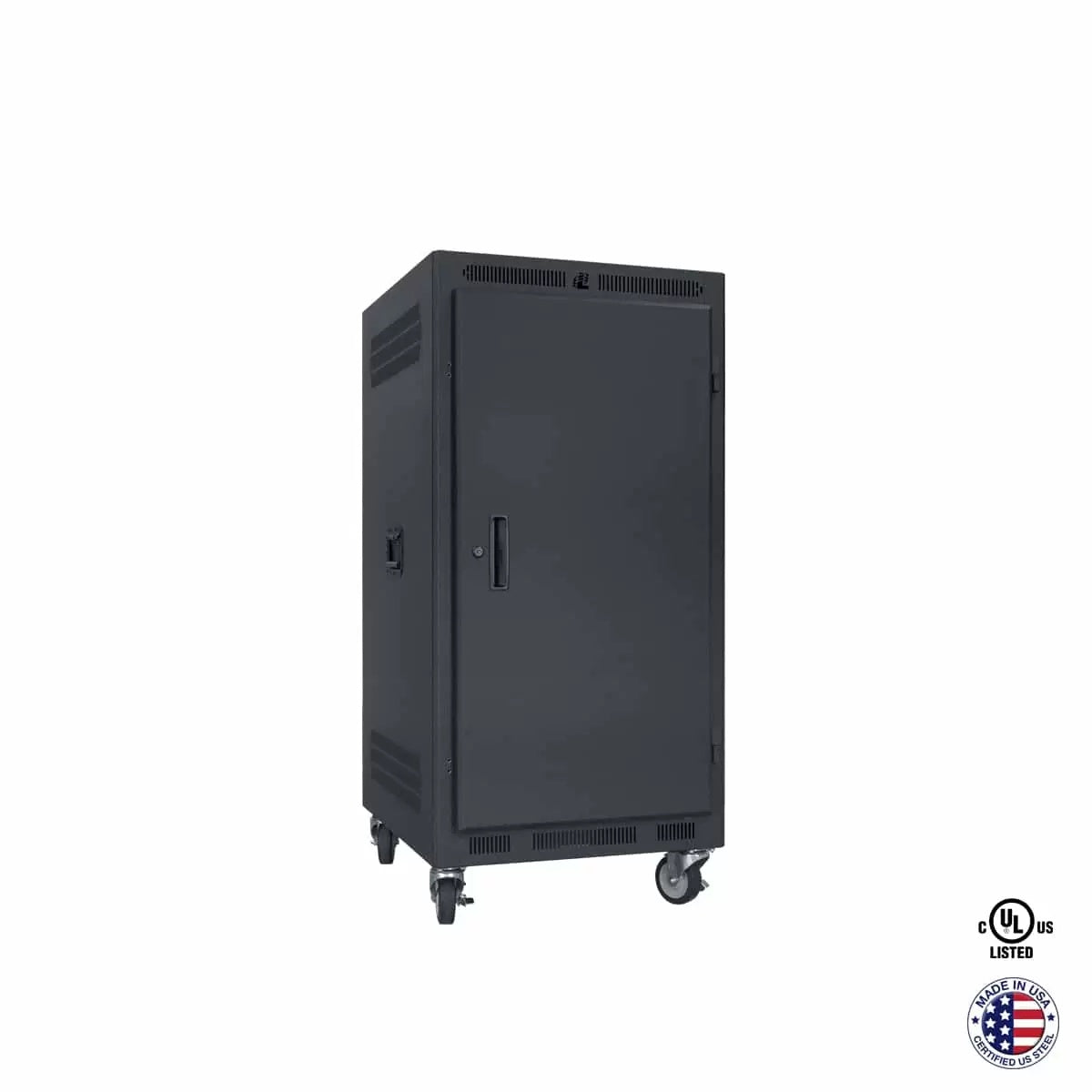 Lowell LPR Series Portable AV Rack Welded Steel Mobile Rack | 21U x 22"D | Solid Door