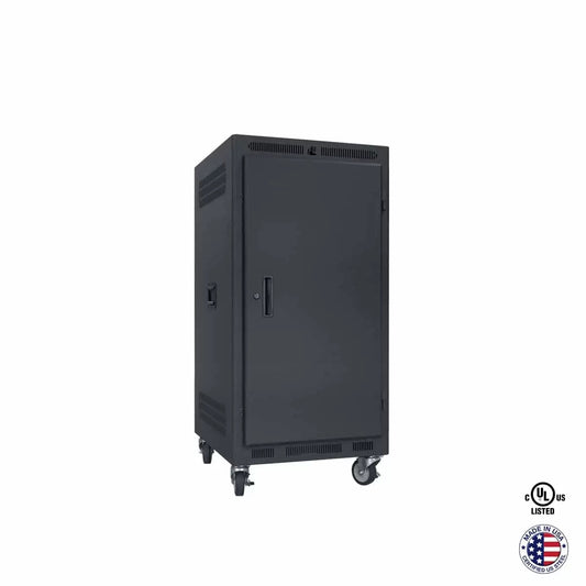 Lowell LPR Series Portable AV Rack Welded Steel Mobile Rack | 21U x 22"D | Solid Door