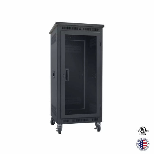 Lowell LPR Series Portable AV Rack Welded Steel Mobile Rack | 24U x 27"D | Plexiglass Door