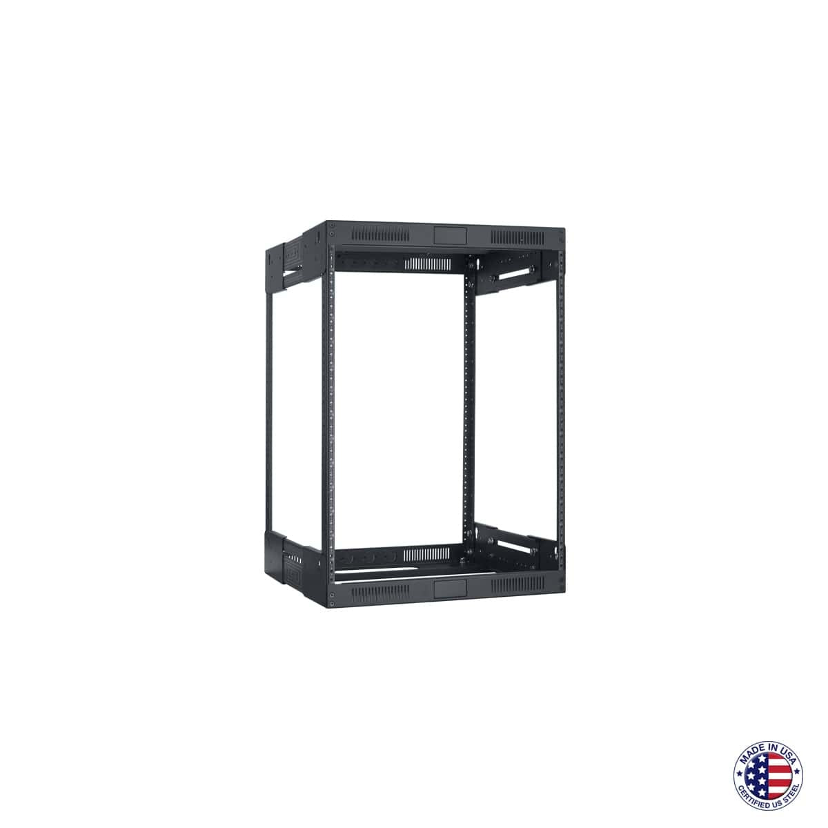 Lowell LVR Series Variable Depth AV Rack Open-Frame Steel Rack | 14U | 14-21"D