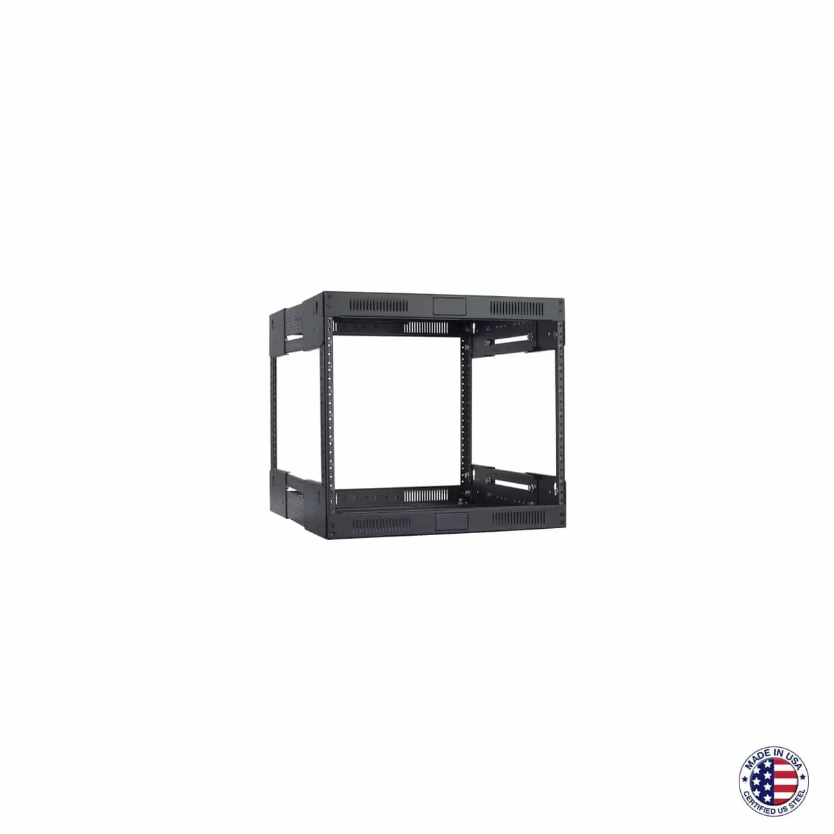 Lowell LVR Series Variable Depth AV Rack Open-Frame Steel Rack | 8U | 14-21"D