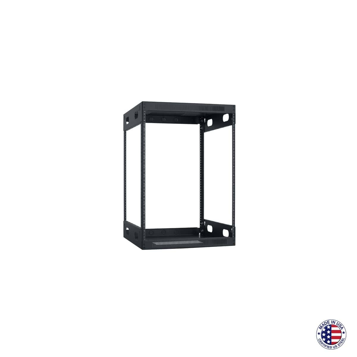 Lowell LXR Series Slim AV Rack Open-Frame Steel Rack For Tight Spaces | 14U | 21"D