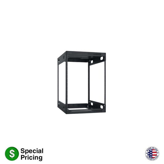 Lowell LXR Series Slim AV Rack Open-Frame Steel Rack For Tight Spaces | 14U | 26"D
