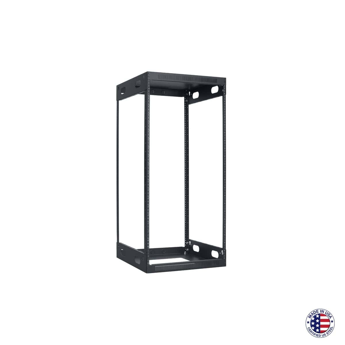 Lowell LXR Series Slim AV Rack Open-Frame Steel Rack For Tight Spaces | 22U | 21"D