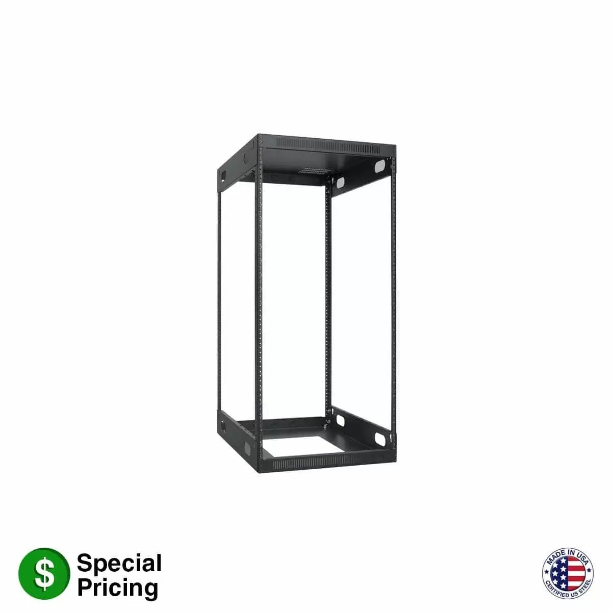 Lowell LXR Series Slim AV Rack Open-Frame Steel Rack For Tight Spaces | 22U | 26"D