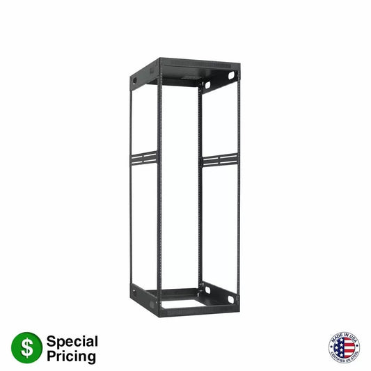 Lowell LXR Series Slim AV Rack Open-Frame Steel Rack For Tight Spaces | 30U | 26"D