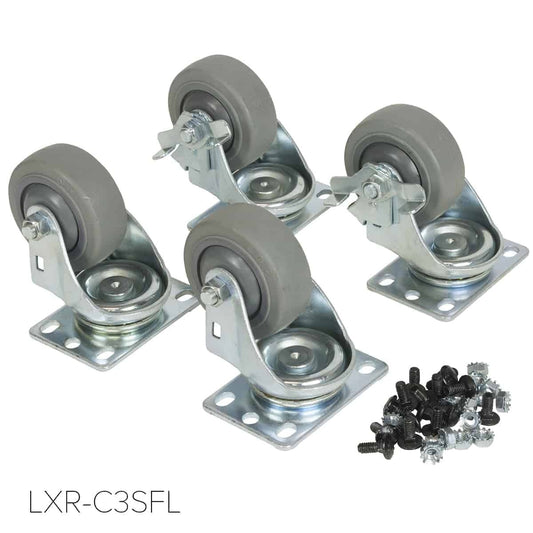 Lowell LXR Swivel Casters for Slim Rack Set of Four | Fine-Floor Casters | 2 Locking + 2 Non-Locking