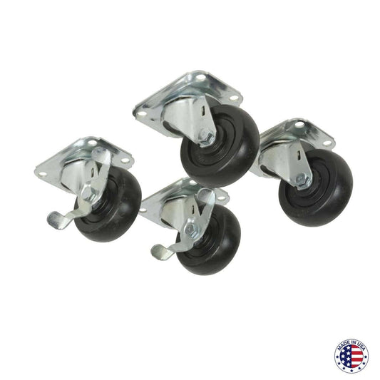 Lowell LXR Swivel Casters for Slim Rack Set of Four | Standard Casters | 2 Locking + 2 Non-Locking