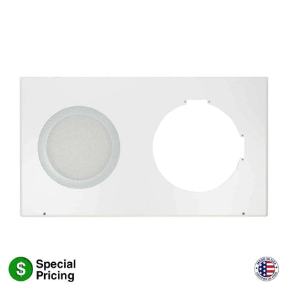 Lowell Clock-Speaker Center Grille with Frame for Wall Install | Round Perforation | Recessed