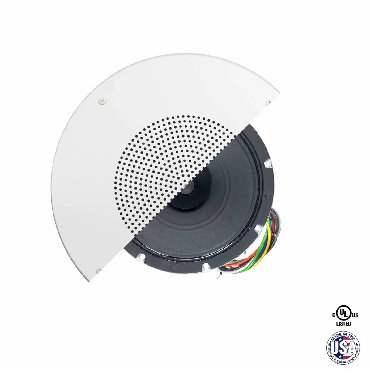 Lowell 8" Dual Cone Speaker with 25/70V Transformer and Grille | Screwdriver-Adjustable Volume Control