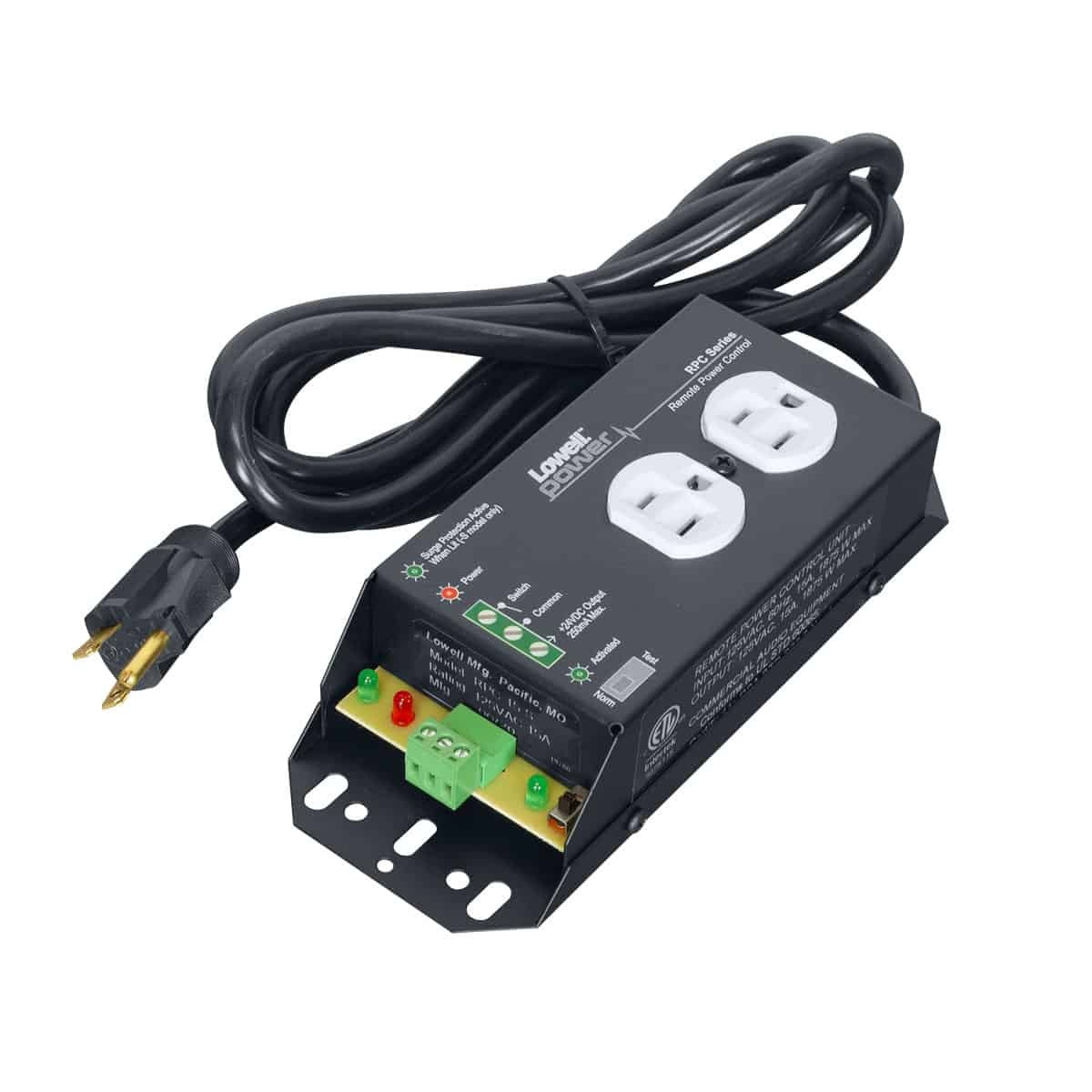 Lowell RPC Remote Power Control Low Voltage AC Switch | 15A | 2 Outlets | NEMA 5-15R