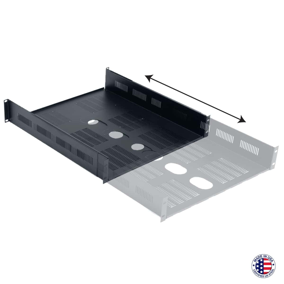 Lowell VDS-2-2032 2U Adjustable Depth Rack Shelf With Rear Rails