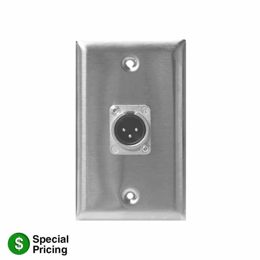 Lowell WP1 Wall Plate One-Gang With Mic Connector | 1 Connector | Male