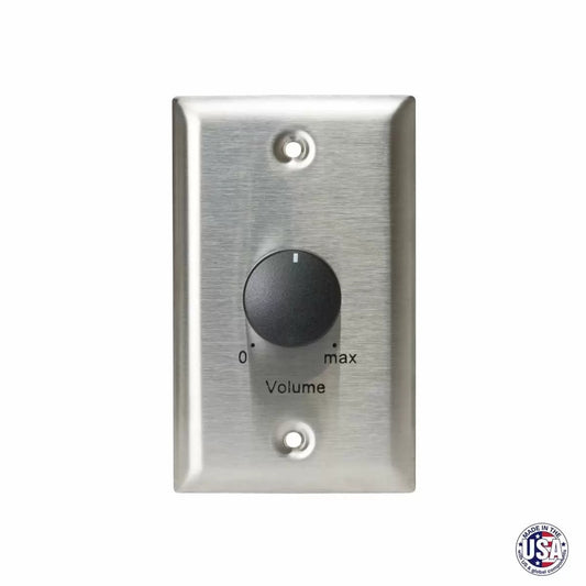 Lowell 100W Mono Volume Control With Precision Steps And Standard Wall Plate | Stainless Steel