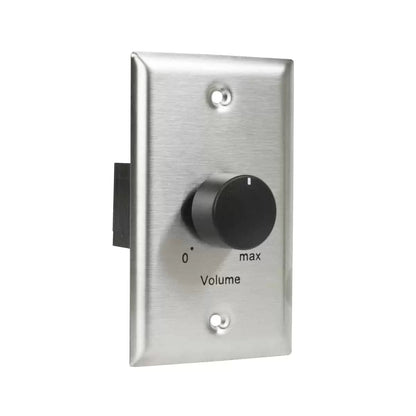 Lowell 100W Mono Volume Control With Precision Steps And Standard Wall Plate | Stainless Steel