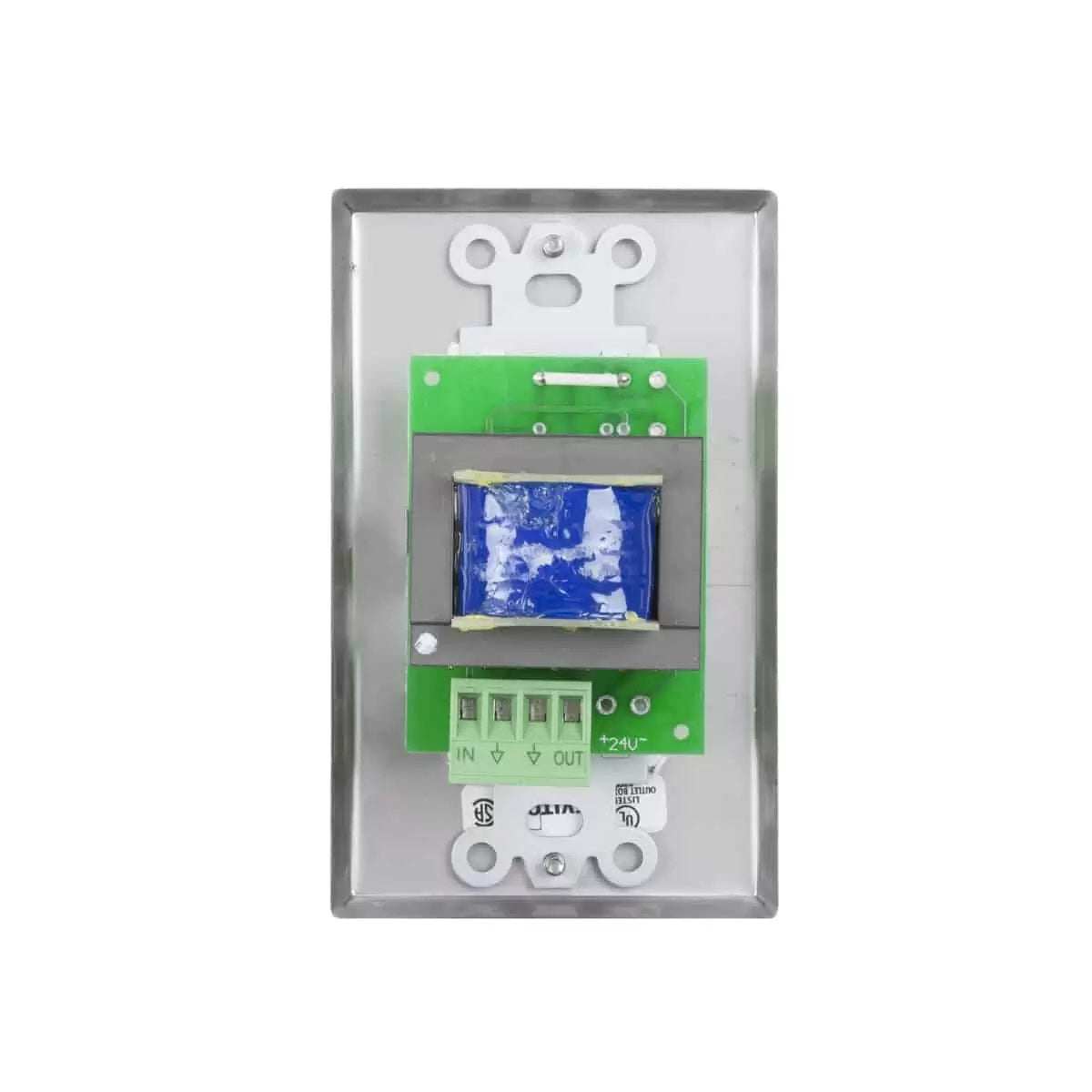 Lowell 100W Mono Volume Control With Decorator Wall Plate | Without Bypass | Stainless Steel & White