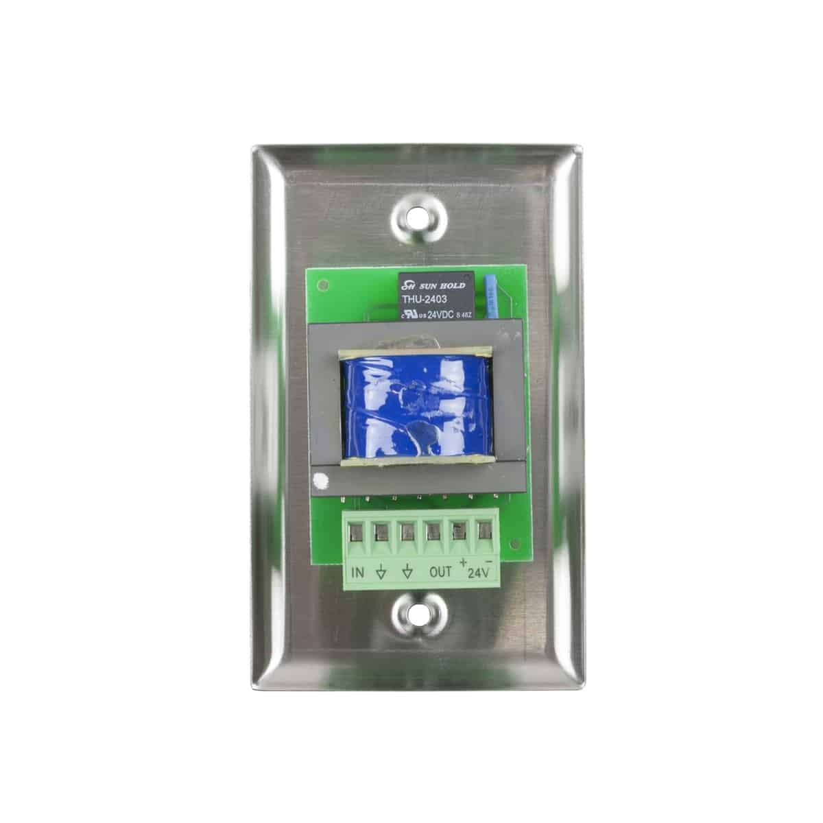 Lowell 100W Mono Volume Control With Standard Wall Plate | With Bypass | Stainless Steel