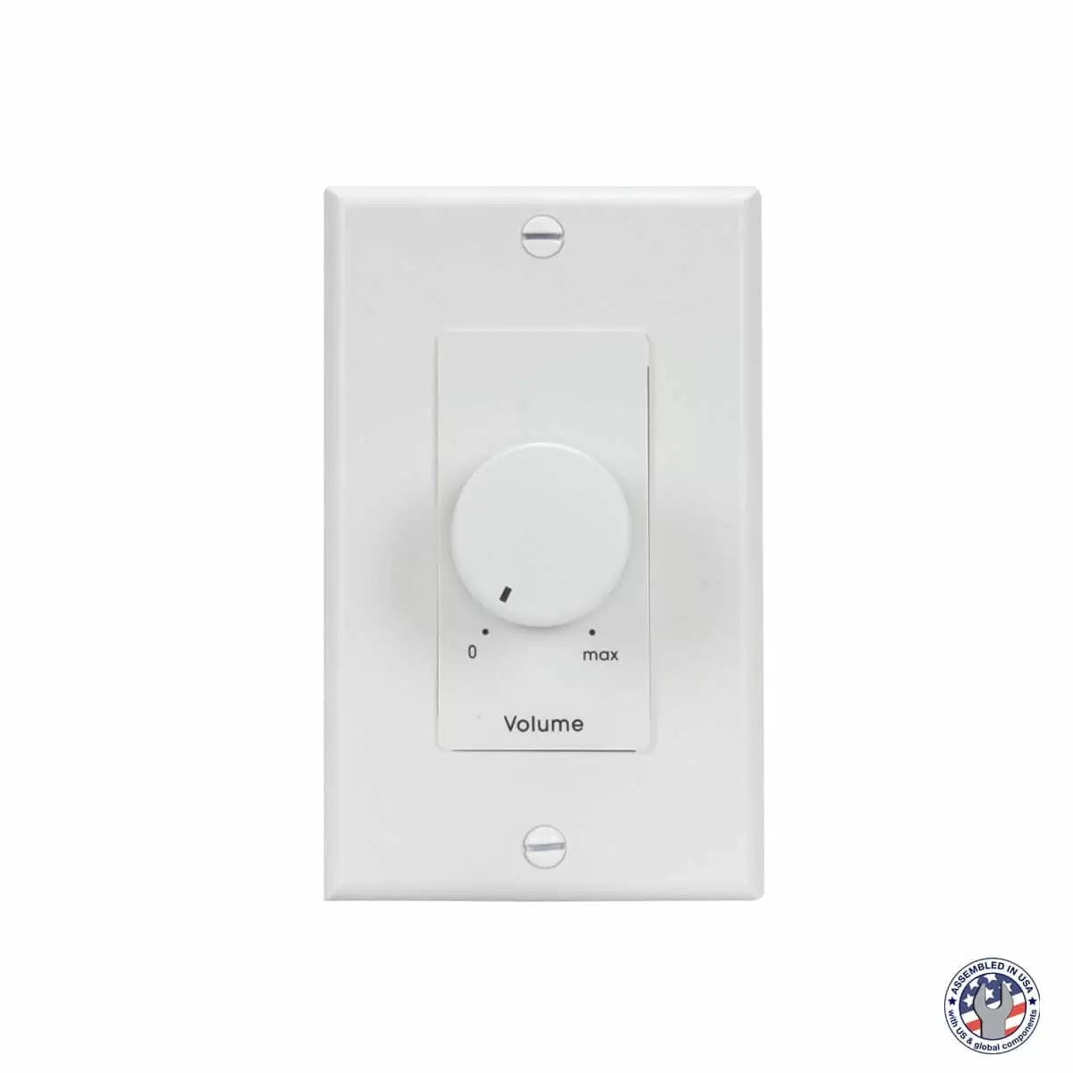 Lowell 100W Mono Volume Control With Decorator Wall Plate | With Bypass | White