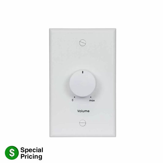 Lowell 100W Mono Volume Control With Standard Wall Plate | With Bypass | White