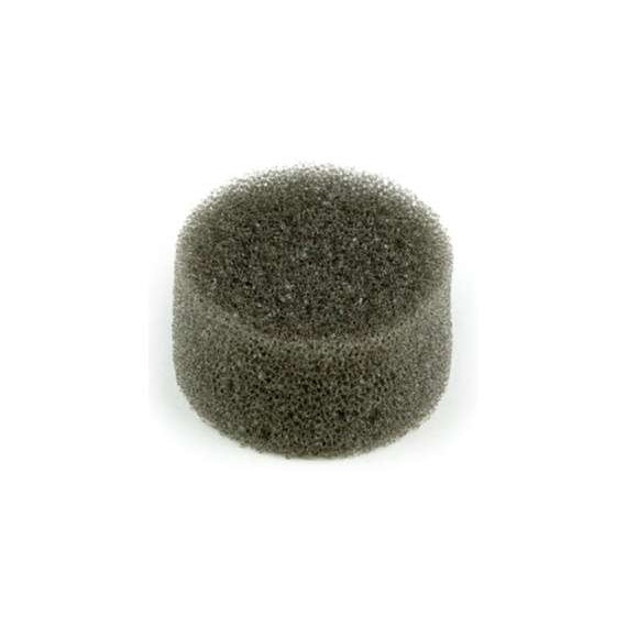 35746 replacement ear cushion angled top view showing dark gray open-cell foam cylinder with recessed center for headset microphones, Lectrosonics