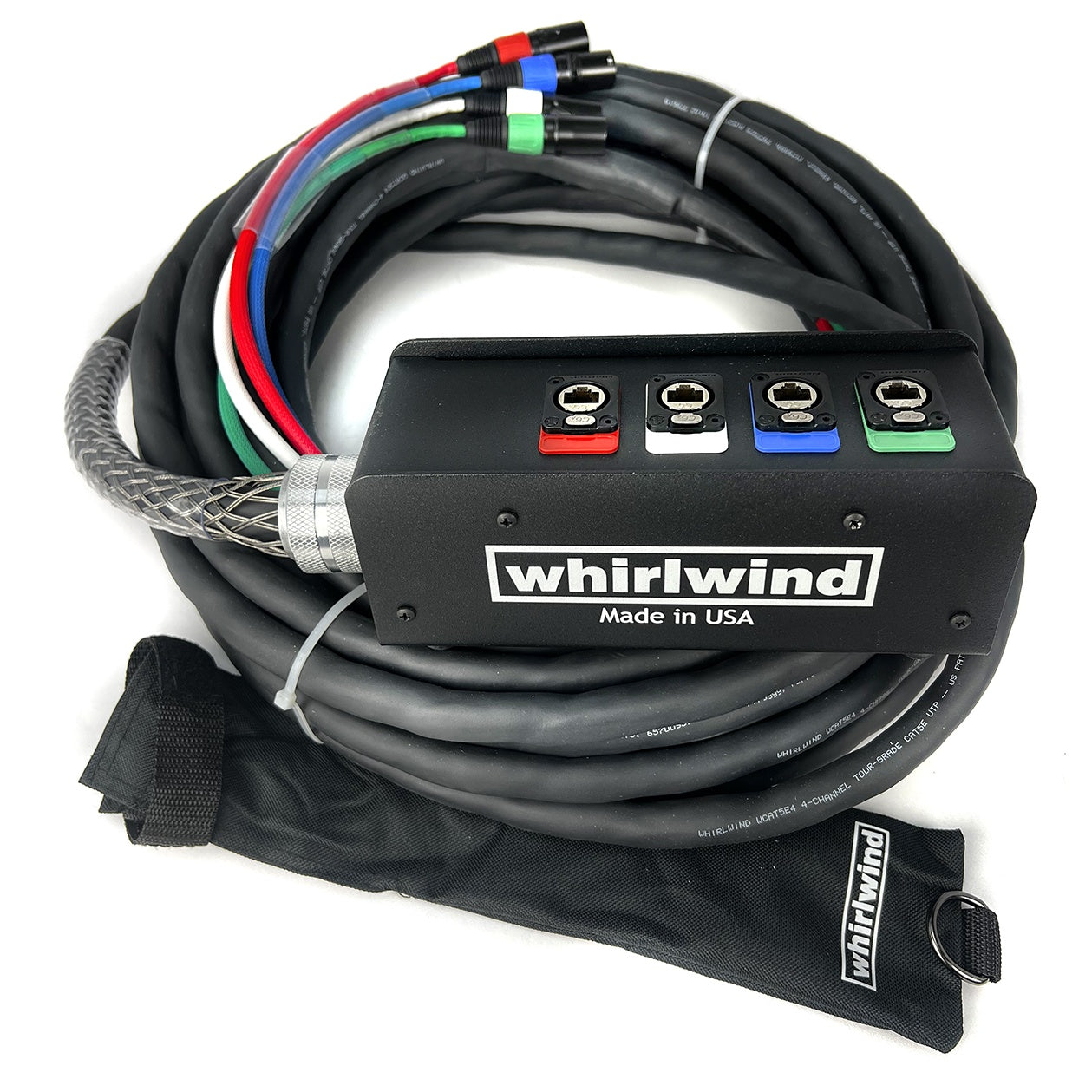 Whirlwind Medusa Drop Box-to-Fan Cat5e Snake | 4-Channel | 250 ft