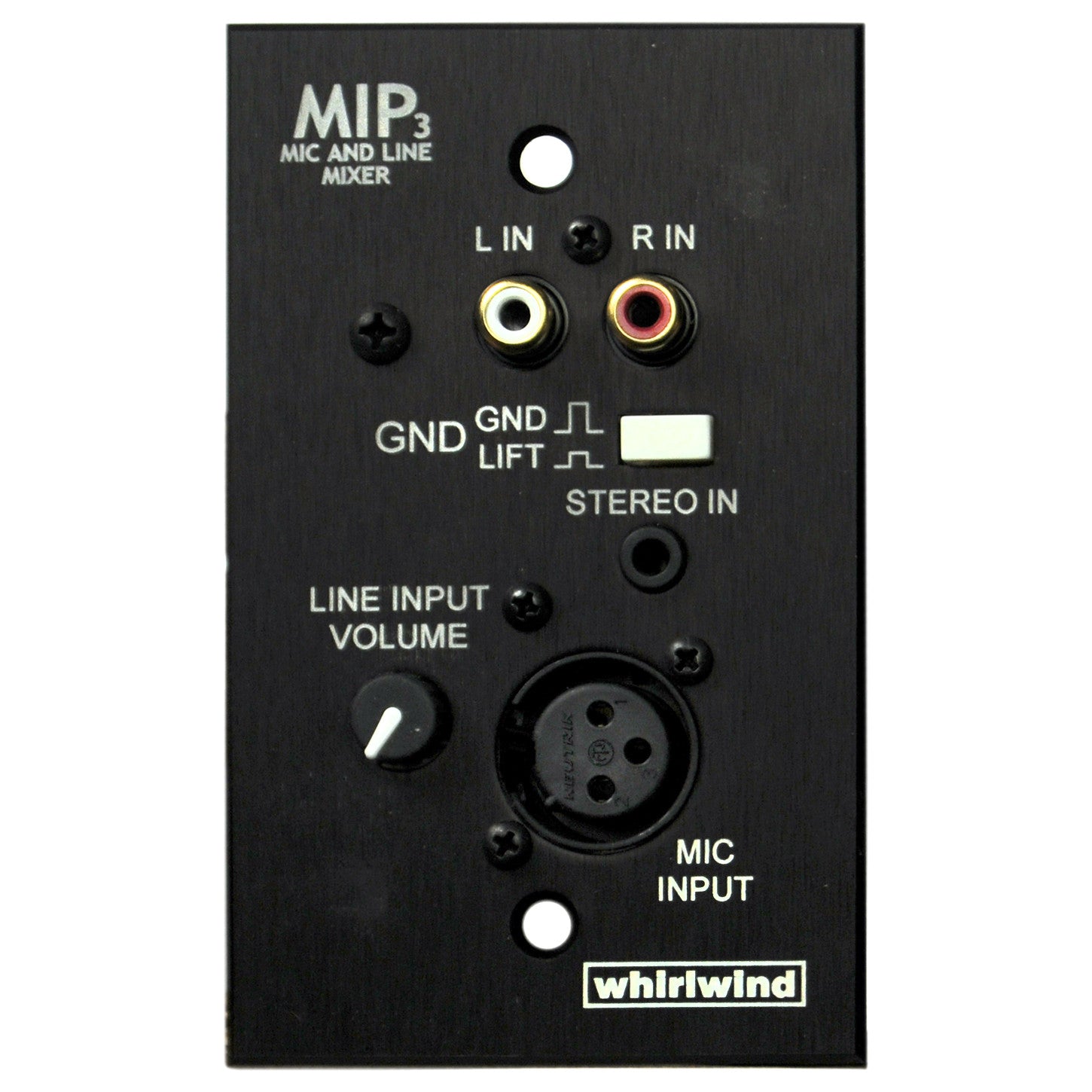 Whirlwind MIP3 Media Input Wall Plate