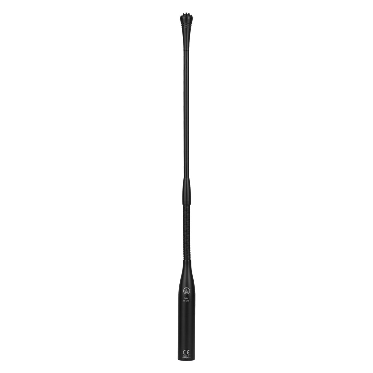 CGN99-C/S gooseneck microphone full-length front view showing black flexible neck, vented capsule head and CGN 99 C/S labeled base, AKG