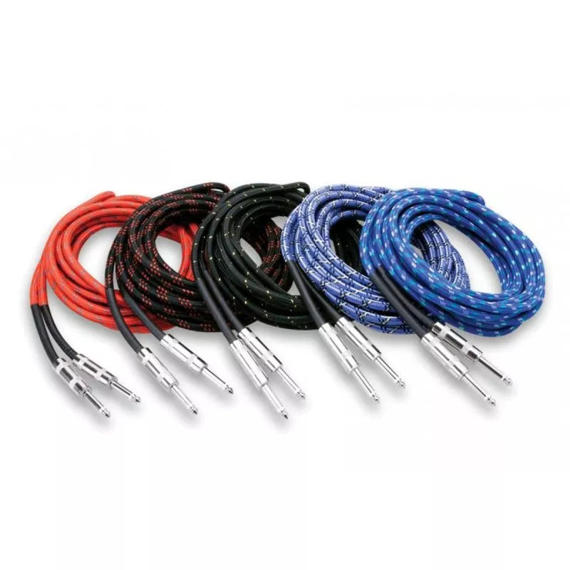 Hosa 3GT-PAK GUITAR CABLE CLOTH VARIOUS 18FT 10PC