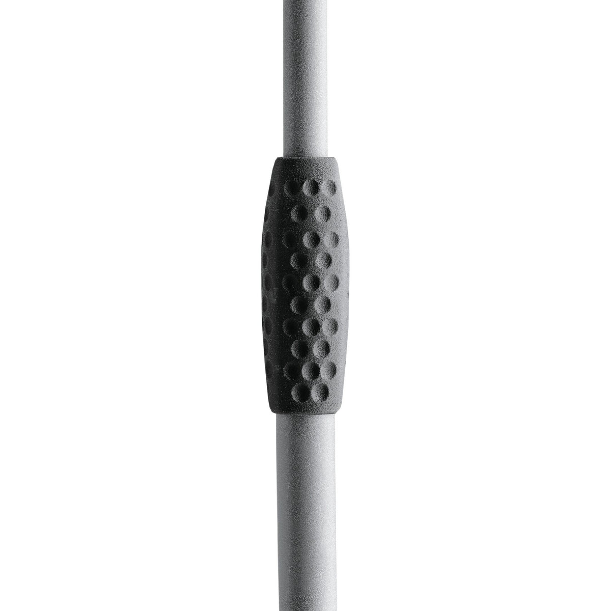 25900 short tripod boom stand close-up of black dimpled rubber grip on gray height-adjustment tube, K&M