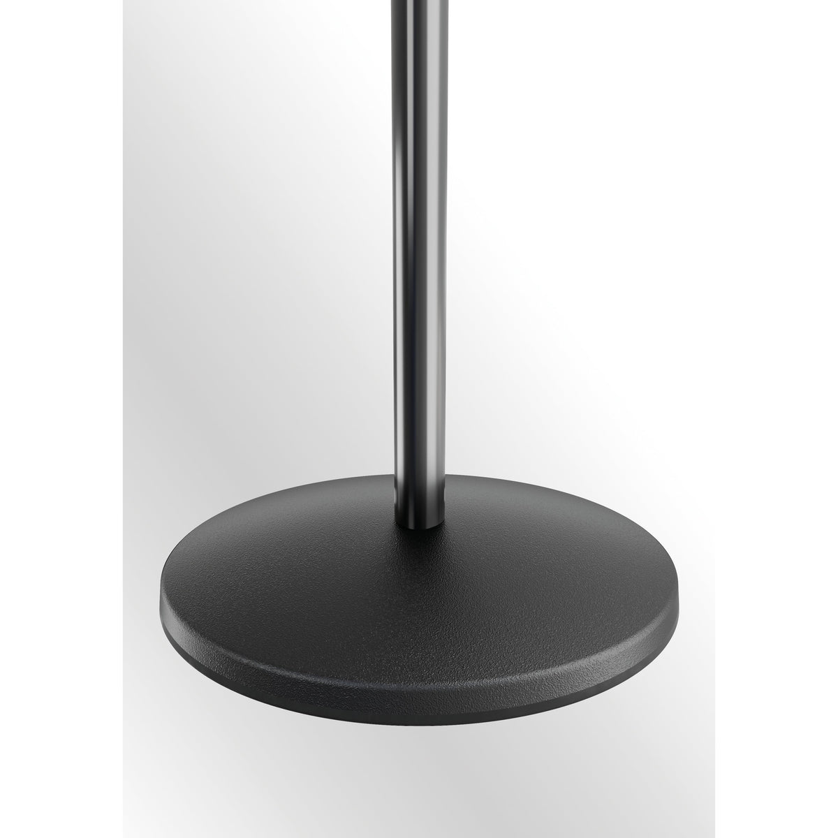 26200 Elegance One-Hand mic stand round black base detail with textured finish and stand tube, K&M