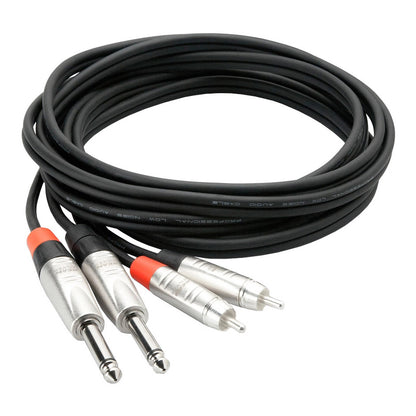 Hosa Pro Dual REAN 1/4 TS to RCA Stereo Interconnect Cable