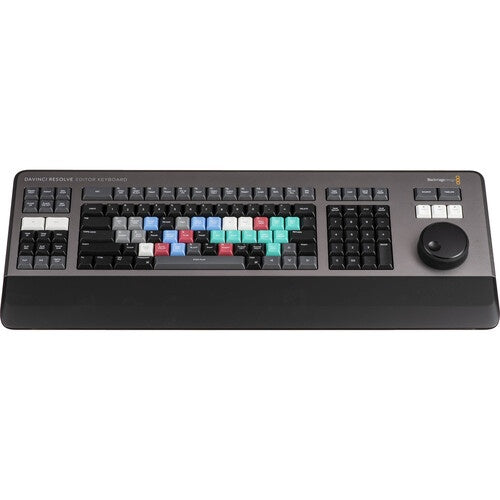 Blackmagic Design DaVinci Resolve Editor Keyboard top view with color-coded edit keys and search dial