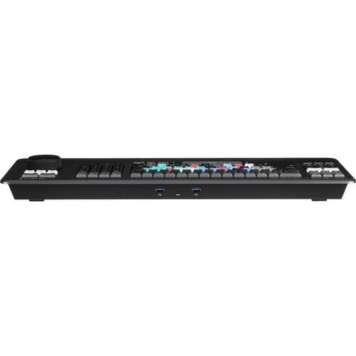 DaVinci Resolve Editor Keyboard rear panel showing USB ports along the back edge