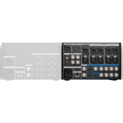 Blackmagic Design HyperDeck Extreme 8K HDR rear panel with 12G-SDI BNCs, XLR audio, HDMI and Ethernet