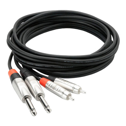 Hosa Pro Dual REAN 1/4 TS to RCA Stereo Interconnect Cable