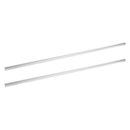 AtlasIED 180-4 pair of 47 3/4" channel rack supports shown at an angle with mounting holes