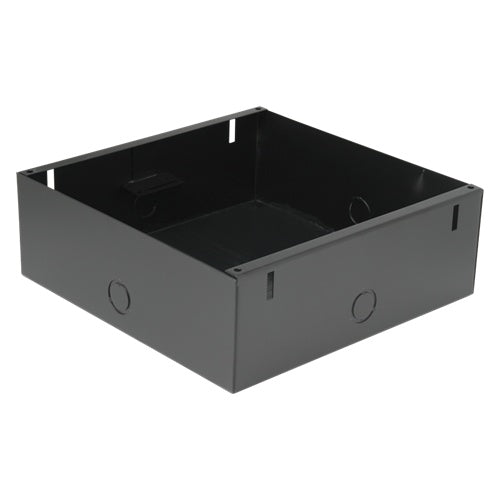 AtlasIED 198-8 8" enclosure top-down angle showing mounting slots and side conduit knockouts