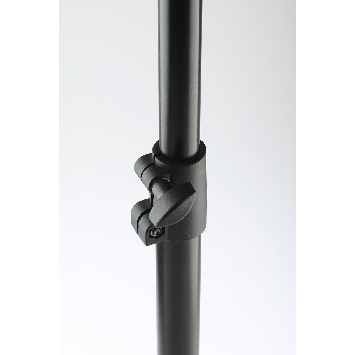 11940 orchestra music stand close-up of telescopic tube clamp with black wing-style locking knob for height adjustment, K&M