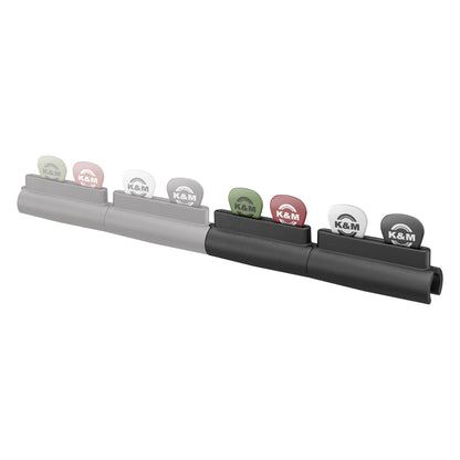 14510 pick holder modules shown linked end to end, with a second faded unit showing how the holders can be extended to carry eight picks, K&M
